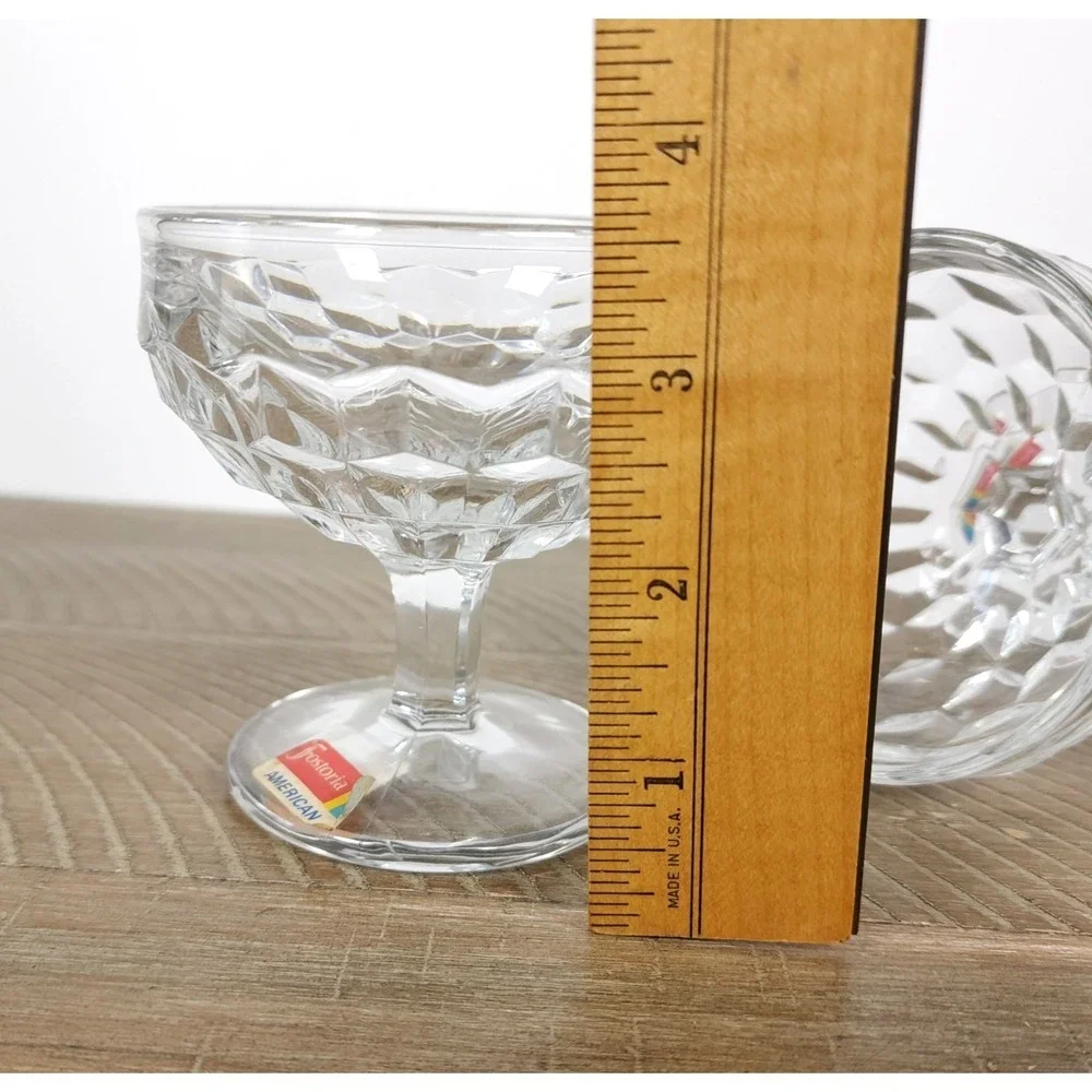 Set of 4 Vintage Fostoria American Champagne Low Sherbet Footed Glasses‎